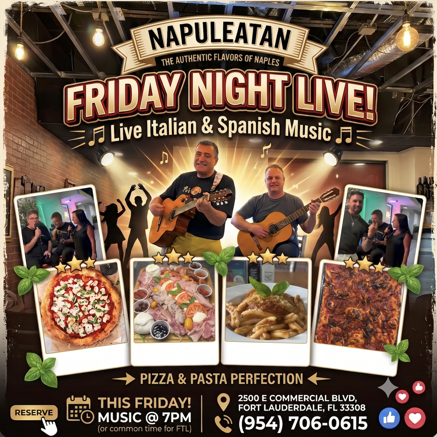 Live Italian and Spanish music night, Fridays at NapulEATan Fort Lauderdale